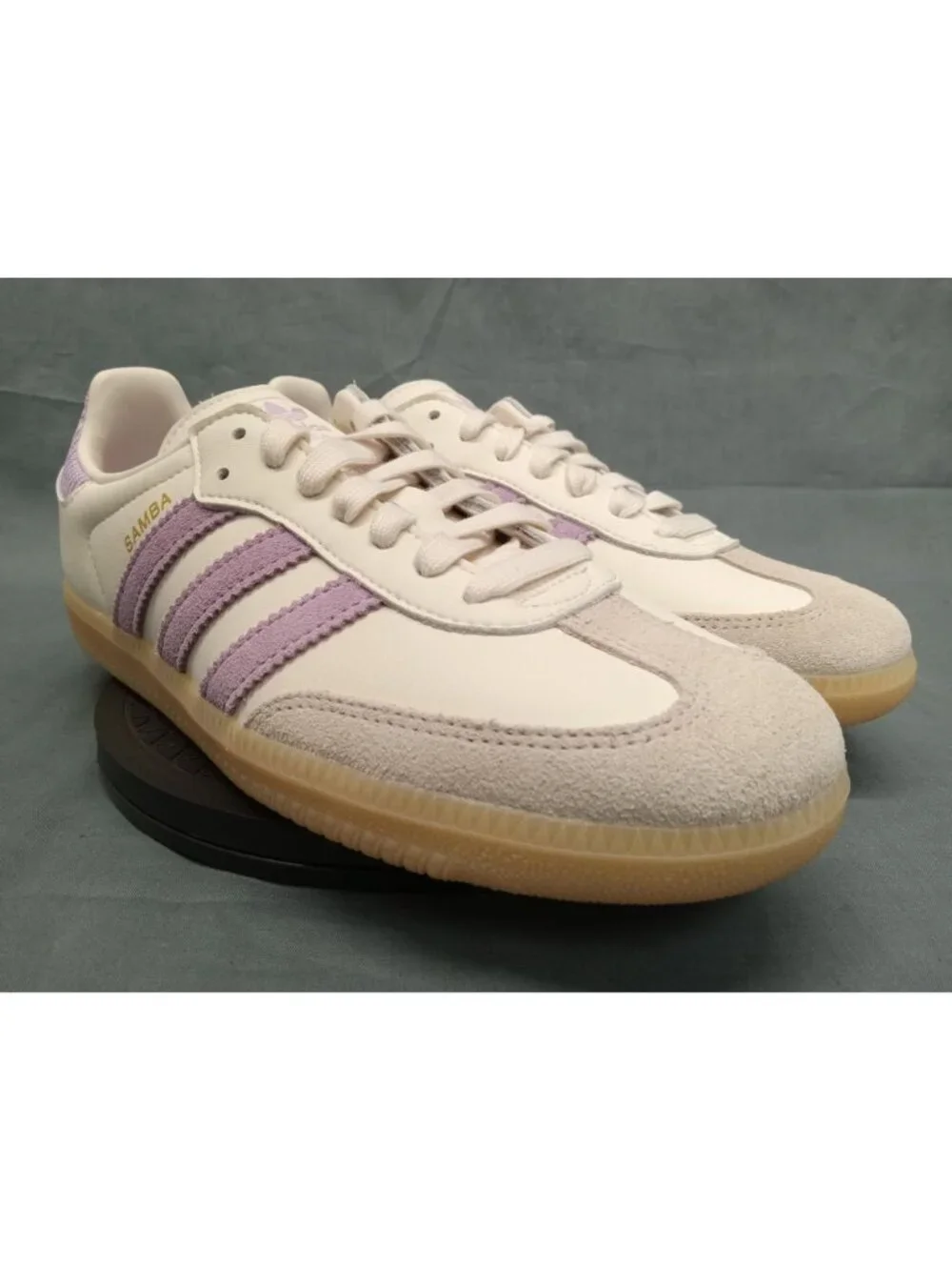 Adidas Samba OG J KI4172 Leather Powder White Plum Gum Girls Size 4 NEW NO BOX!